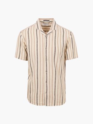 No Excess Camicia a maniche corte in lino ecru