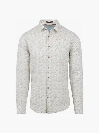 No Excess Koszula lniana z nadrukiem w kolorze off-white