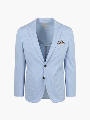 Passende jakke med ansigtsprint i lyseblå