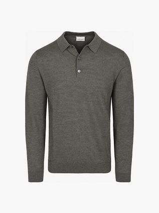 Profuomo Longsleeve Polo Shirt Merino Wool Green