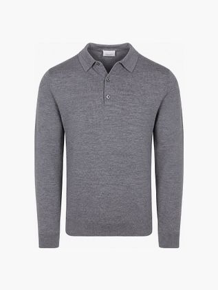 Profuomo Longsleeve Polo Shirt Merino Wool Grey