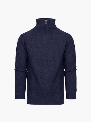 Suitable Halv Glidelås Genser i Ullblanding Marineblå