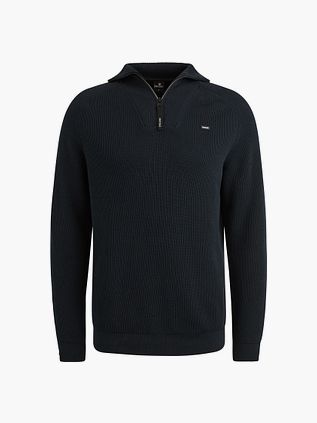 Vanguard Trøje med Halv Lynlås og Stribet Struktur i Navy