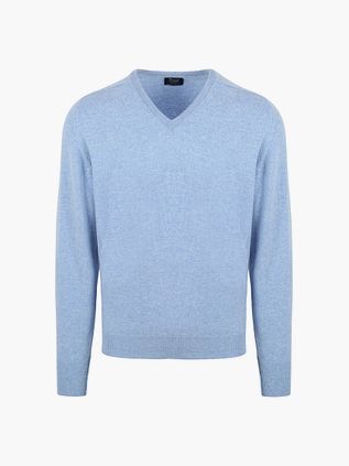 William Lockie sweter z dekoltem w serek z wełny jagnięcej, jasnoniebieski