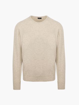Beżowy sweter William Lockie z jagnięcej wełny i lnu