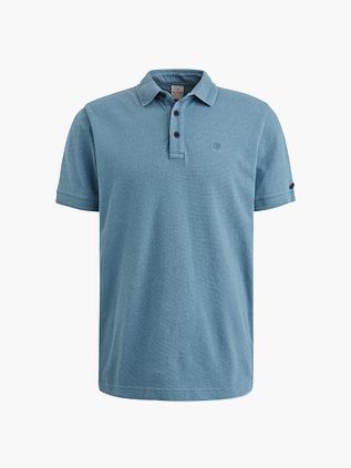 Cast Iron Poloshirt mit Popcorn-Struktur in Blau