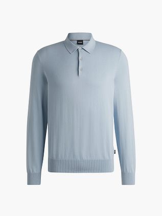 Polo de manga larga BOSS Gemello en azul claro
