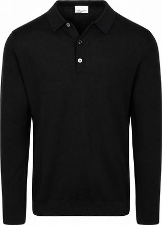 Profuomo Langærmet Poloshirt Merinould Sort