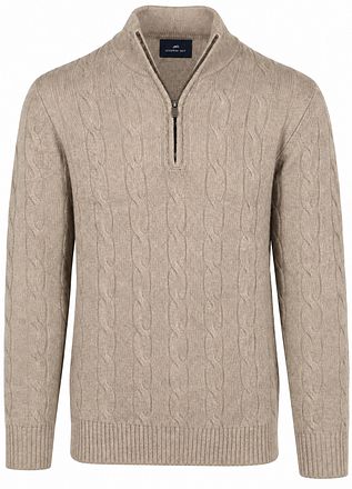 Steppin' Out Lau Half Zip Merino Kabelstickad Beige