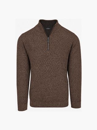 CASAMODA Half-zip Jumper Structure Brown mélange