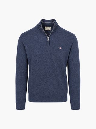 Gant Halfzip Lamswol Trui Donkerblauw