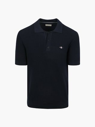 Gant Strikket Poloskjorte Marineblå