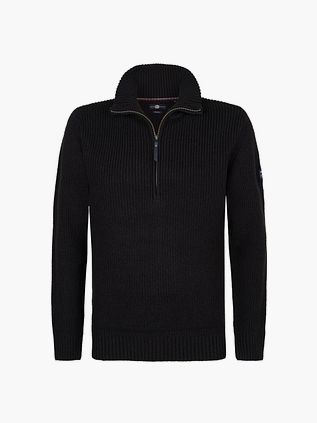 Petrol halv lynlås-pullover i mørkeblå