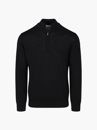 Profuomo Half Zip Pullover Merinowol Zwart