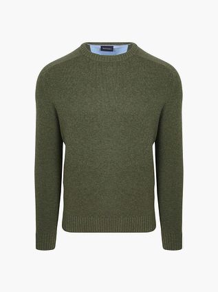 Suitable Lammwolle Pullover Rundhals Olivgrün