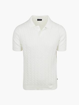 Suitable Respect Knit Cable Polo Ecru