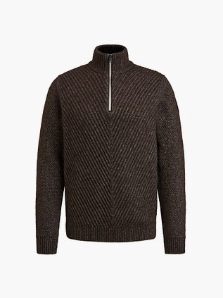 Vanguard Trøje med Halv Lynlås i Brun Uld