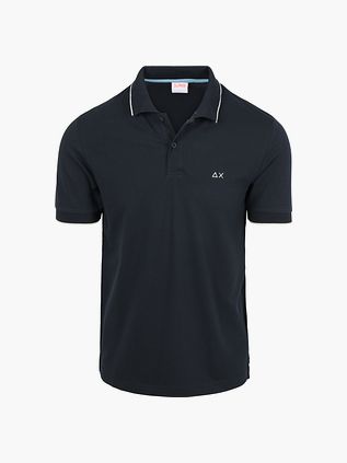 Koszulka polo Sun68 Small Stripe Collar w kolorze granatowym