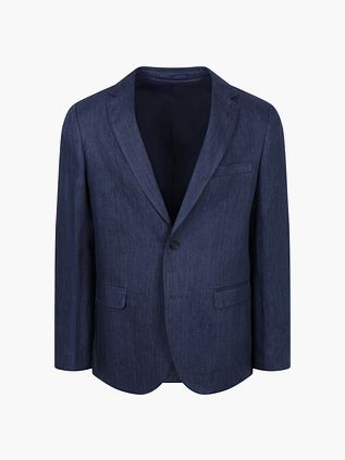 Marynarka lniana Suitable w splocie twill, w kolorze granatowym
