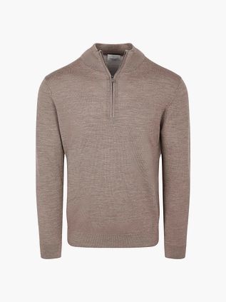 Profuomo Halv lynlås Pullover i Merinould Brun