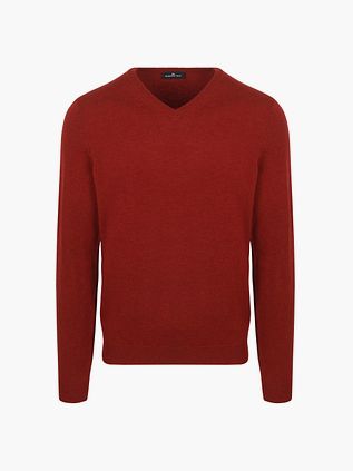 Steppin' Out sweter z dekoltem w serek z wełny merynosów, czerwony