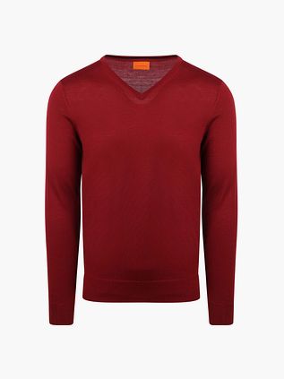 Suitable Merino Pullover V-Ausschnitt Dunkelrot