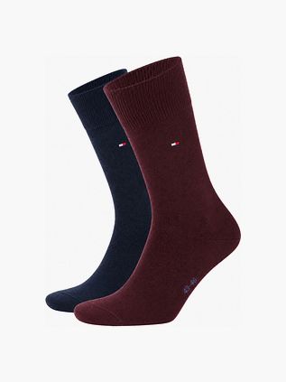 Tommy Hilfiger Classic Skarpetki Navy Bordeaux Zestaw 2 Par
