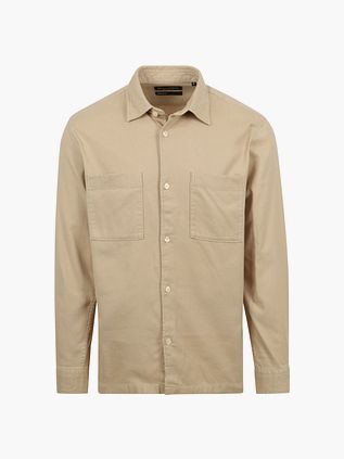 Koszula Marc O'Polo z diagonalu (twill) flanelowa, beżowa