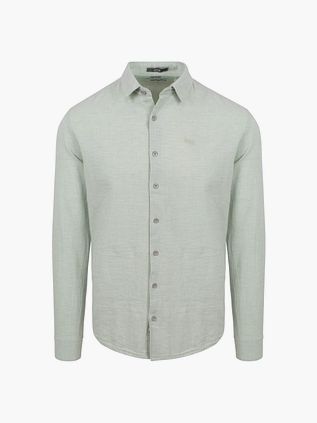No Excess Skjorte Av Lin Grønn Melange