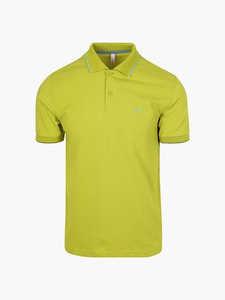 Polo Sun68 con cuello de rayas finas verde claro