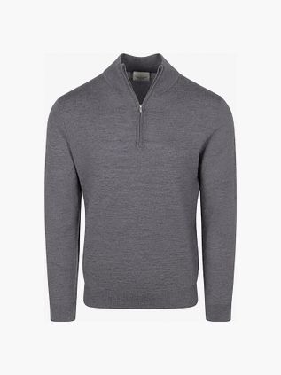Profuomo Half Zip Pullover Merino Wool Grey
