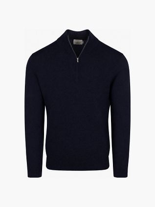 Profuomo Half Zip Pullover Merino Wool Navy