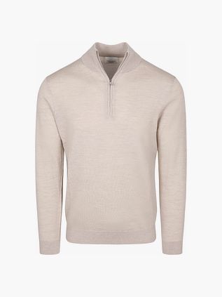 Profuomo Half Zip Pullover Merinowol Beige