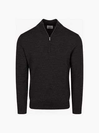 Profuomo Half Zip Pullover Merinowolle Dunkelbraun