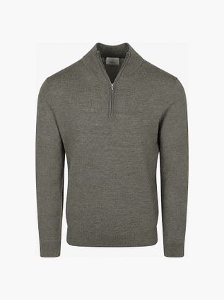 Profuomo Halv lynlås Pullover i Merinould Grøn