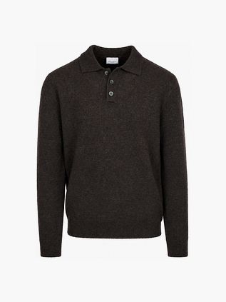Profuomo Longsleeve Poloshirt Boiled Wool Braun