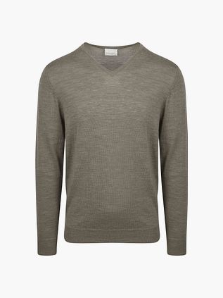 Profuomo Pullover V-Hals Mørkegrøn Merinould