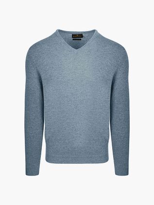Steppin' Out jersey de merino con cuello de pico en azul cielo