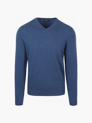 Steppin' Out maglione con scollo a V in lana merino blu medio