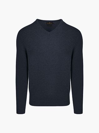 Steppin' Out pullover med v-hals i merinould, marineblå