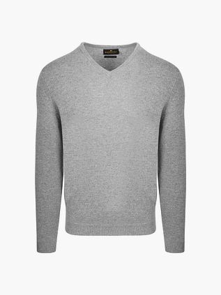 Steppin' Out sweter z dekoltem w serek z wełny merynosów, średni szary
