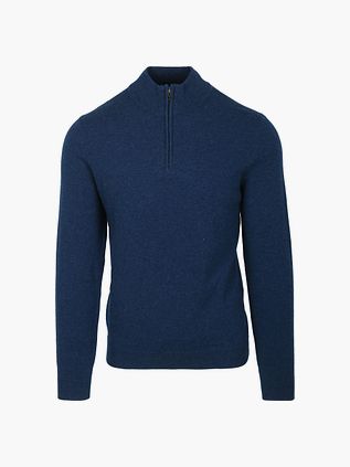 Steppin' Out sweter z półzamkiem z wełny merynosów, granatowy