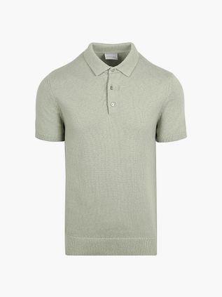 Suitable Heavy Strikket Polo Raw Lysegrøn