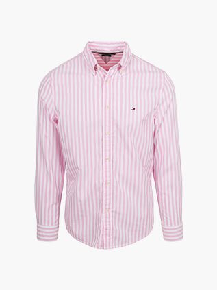 Koszula Tommy Hilfiger z popeliny w różowe paski