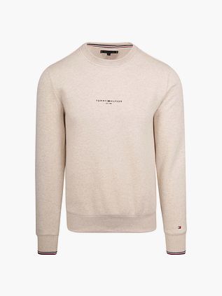 Sweter Tommy Hilfiger z logo i kontrastowym wykończeniem, greige
