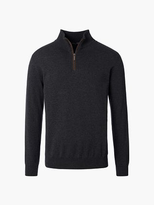 Casa Moda Halvzip Trøje Solid Antraciet