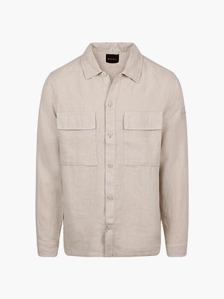 Koszula typu overshirt BOSS Locky z lnu w kolorze beżowym