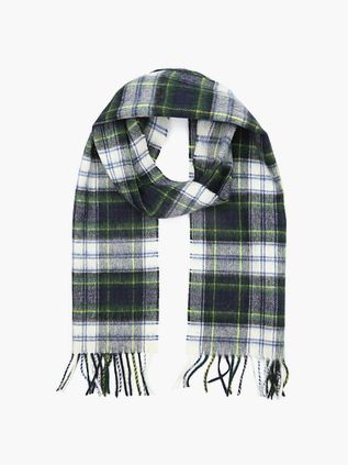 Suitable Tørklæde i Rutemønster af Merinould Navy Multicolour