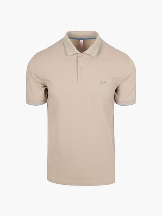 Sun68 poloshirt med fin stribe krave i greige