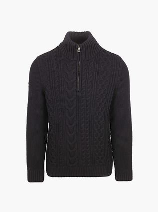 Superdry Jacob Cable Sweter Half Zip Navy